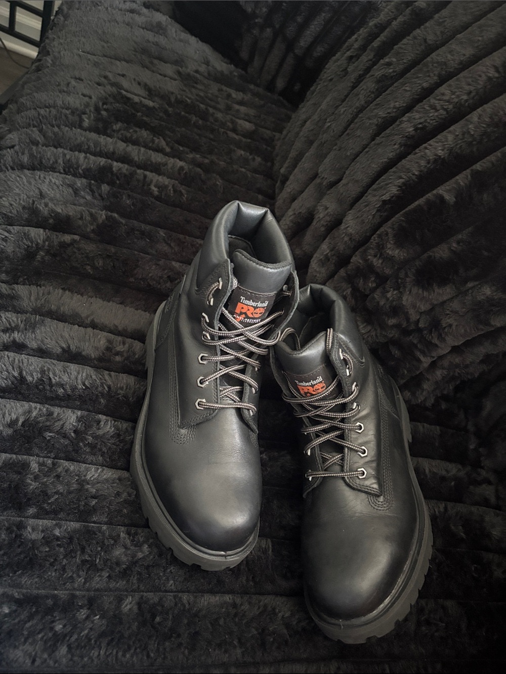 Timberland PRO Black Men's Work Boots with Orange Logo